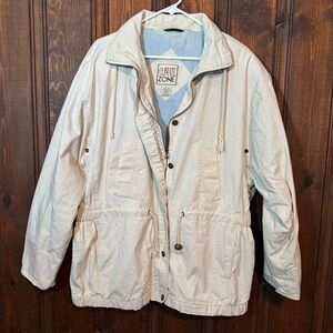 Vintage Climate Zone Jacket Zip & Button Up Coat Large White